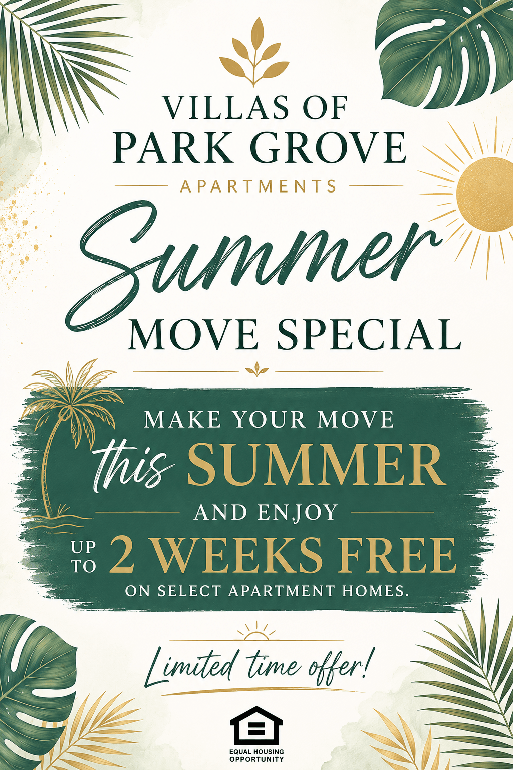 Enjoy up to 2 weeks free on select apartment homes when you lease today! 