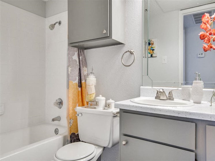 Luxurious Bathrooms at Wildwood Apartments, CLEAR Property Management, Austin, 78752