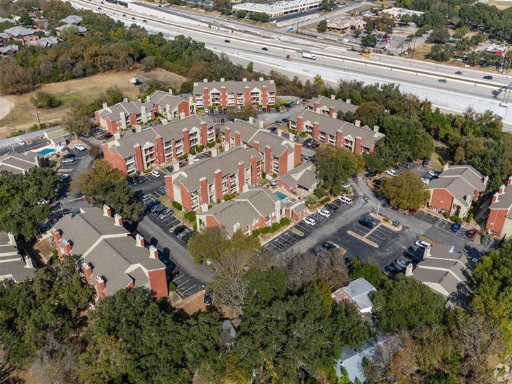 View from the sky at Wildwood Apartments, CLEAR Property Management, Texas, 78752
