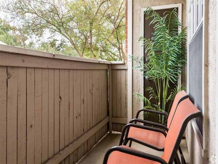 Private Balcony With Patio at Wildwood Apartments, CLEAR Property Management, Austin, TX