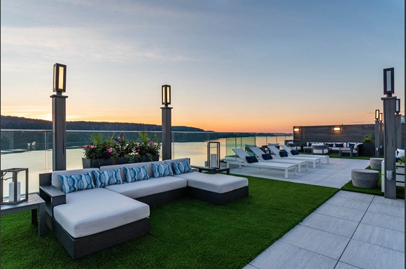 Stratus Roof Deck in Yonkers at sunset