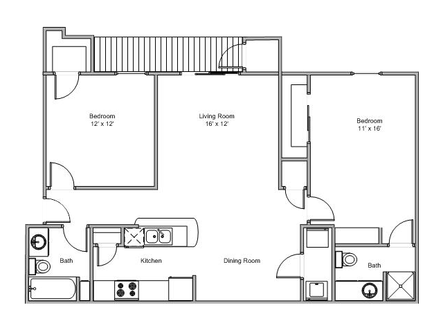 Quail Creek 2 Bedroom A Apartment Floor Plan Quail Creek 2 Bedroom A Apartment Floor Plan
