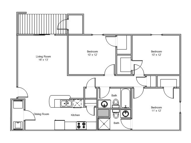 Quail Creek 3 Bedroom Furnished Apartment Floor Plan Quail Creek 3 Bedroom Furnished Apartment Floor Plan
