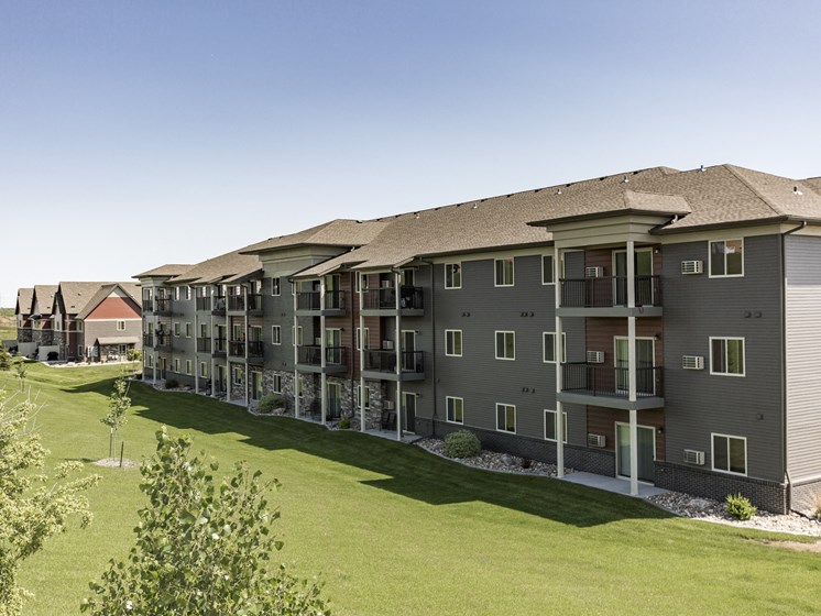 Bismarck, ND Stonefield Apartments.  Exterior of a modern apartment