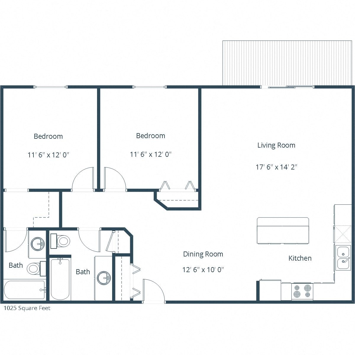 Autumn Ridge Apartments | Two Bedroom Two Bath Floor Plan A Autumn Ridge Apartments | Two Bedroom Two Bath Floor Plan A