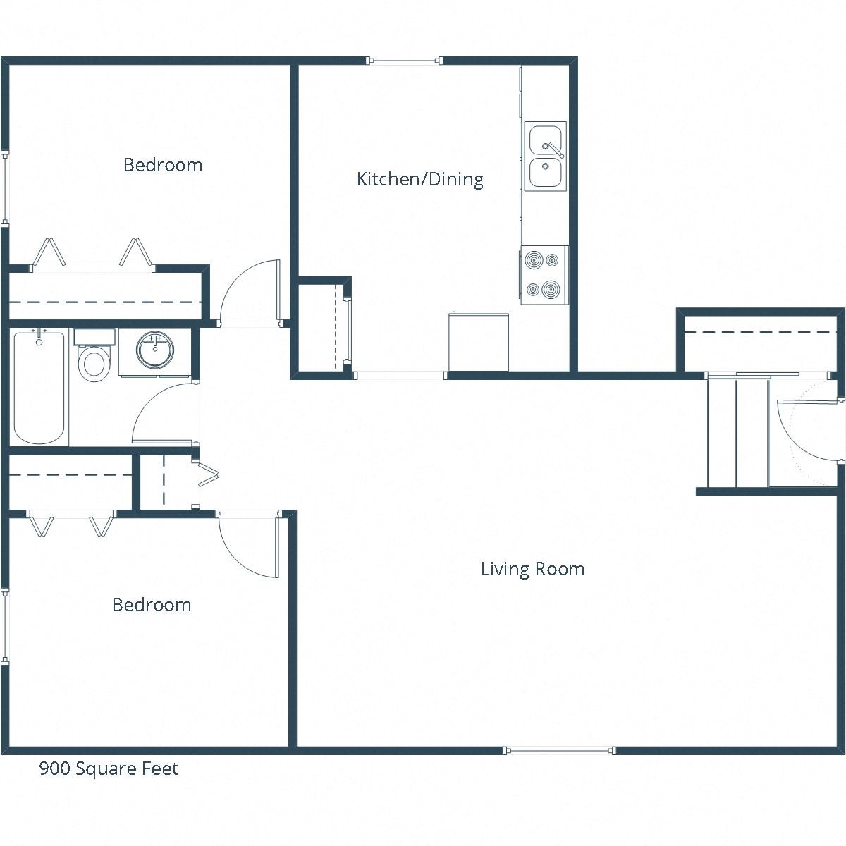 Oakview Townhomes | Two Bedroom Floor Plan A Oakview Townhomes | Two Bedroom Floor Plan A