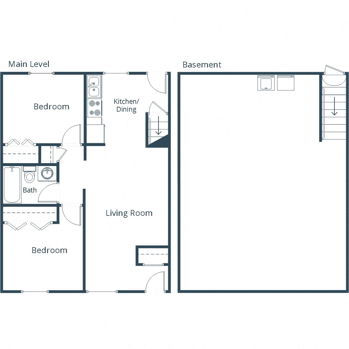 Oakview Townhomes | Two Bedroom Floor Plan D Oakview Townhomes | Two Bedroom Floor Plan D