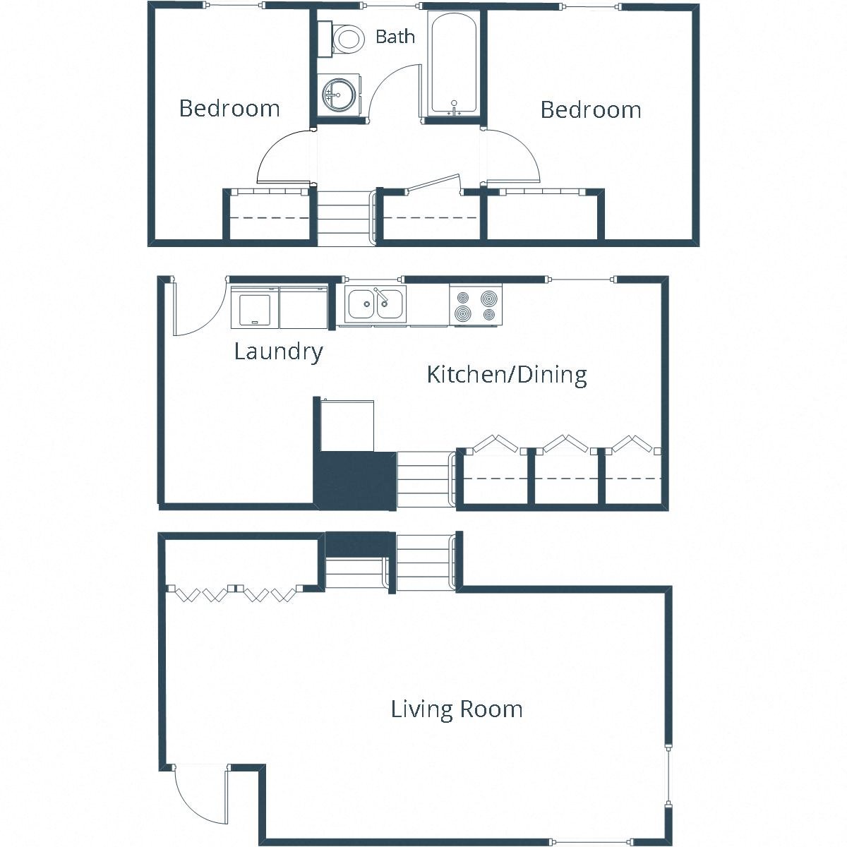 Oakview Townhomes | Two Bedroom Floor Plan E Oakview Townhomes | Two Bedroom Floor Plan E