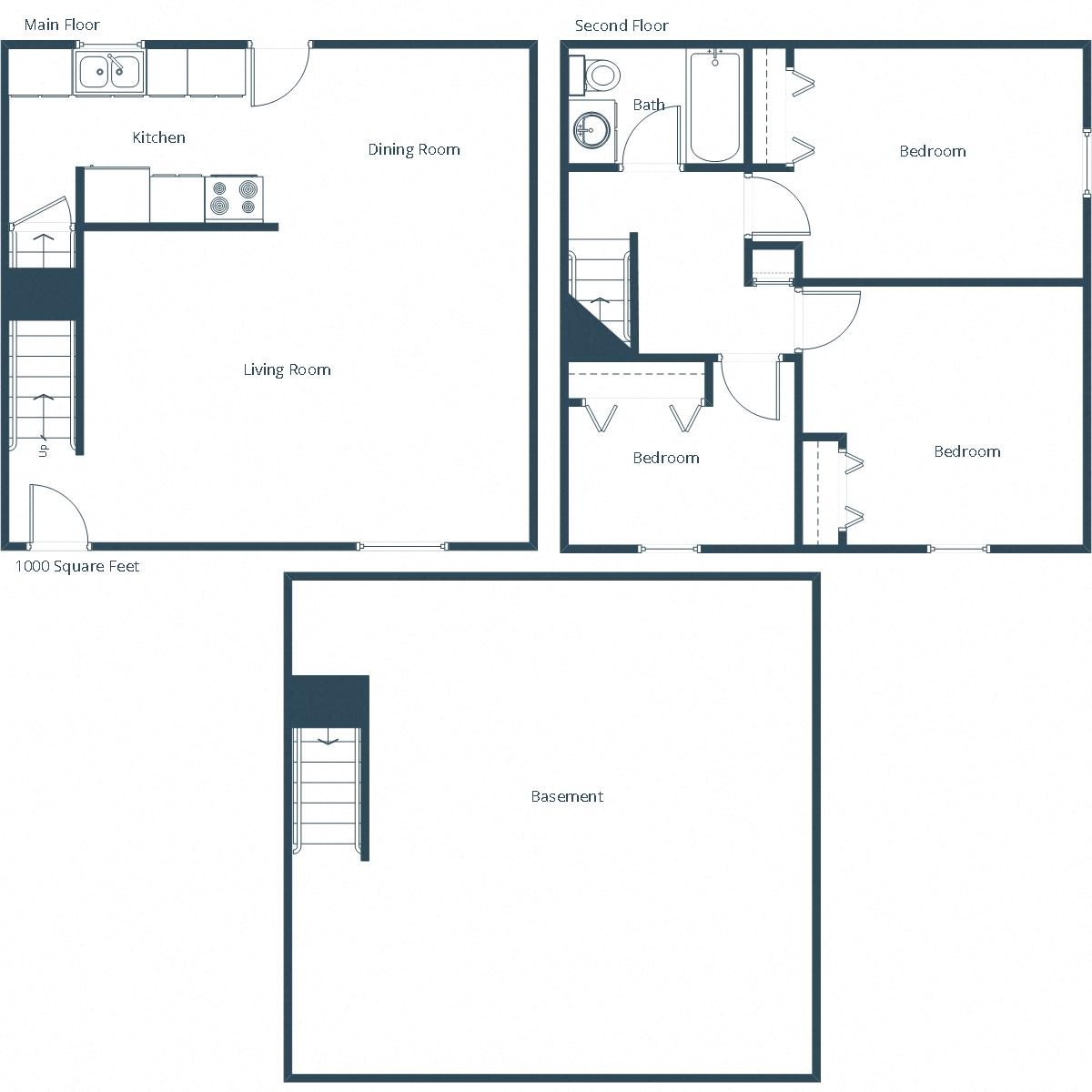 Oakview Townhomes | Three Bedroom Floor Plan A Oakview Townhomes | Three Bedroom Floor Plan A