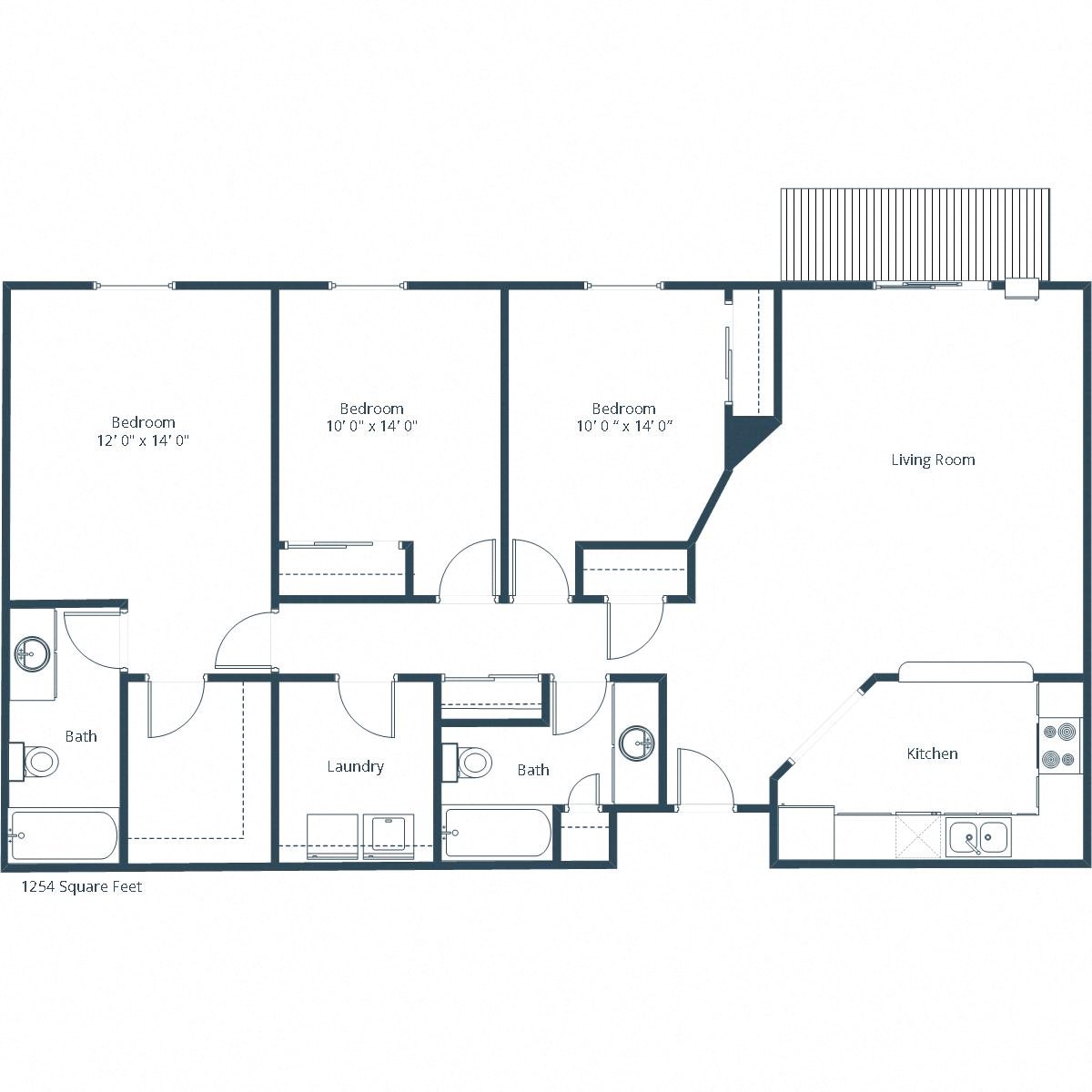 Primrose Court Apartments | Three Bedroom Floor Plan A Primrose Court Apartments | Three Bedroom Floor Plan A