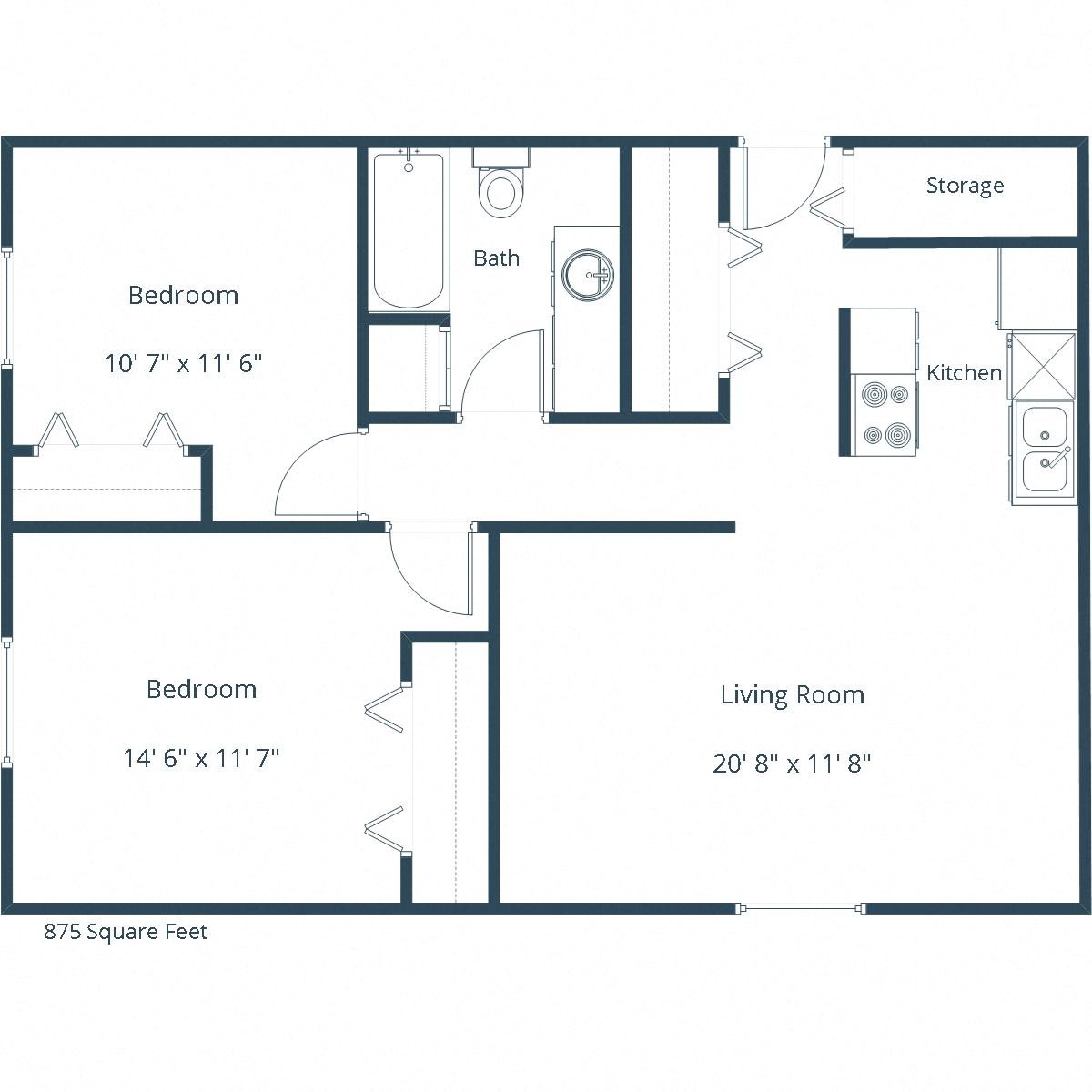 Southview III Apartments | Two Bedroom Floor Plan A Southview III Apartments | Two Bedroom Floor Plan A