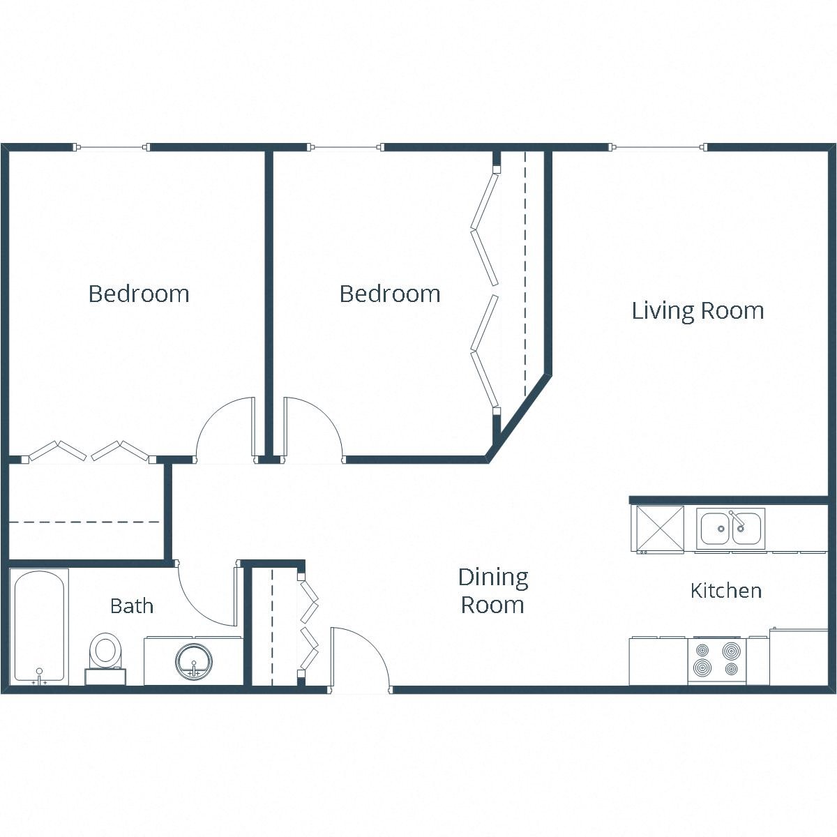 Southview III Apartments | Two Bedroom Floor Plan B Southview III Apartments | Two Bedroom Floor Plan B