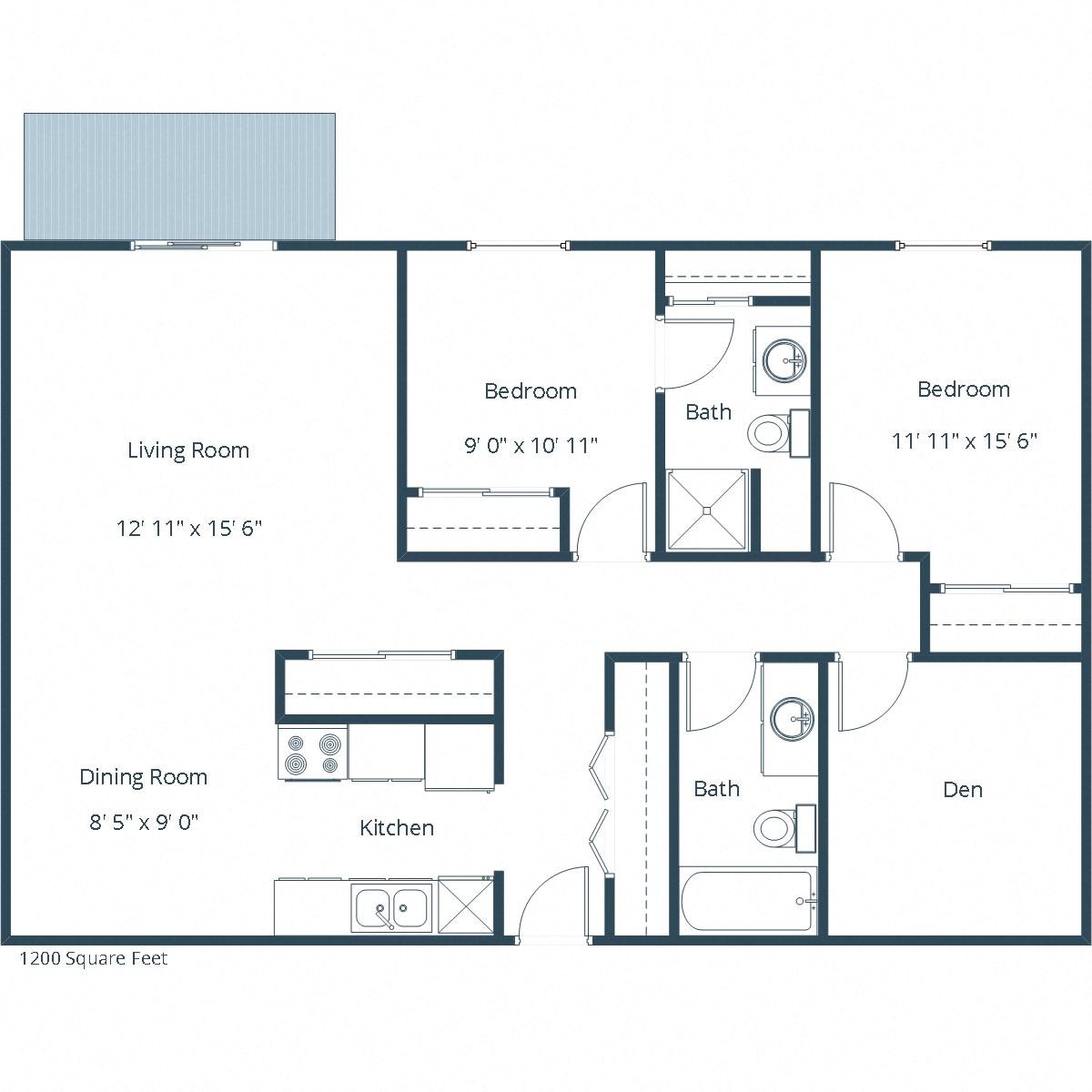 Sunview Apartments | Two Bedroom Two Bath Floor Plan A Sunview Apartments | Two Bedroom Two Bath Floor Plan A