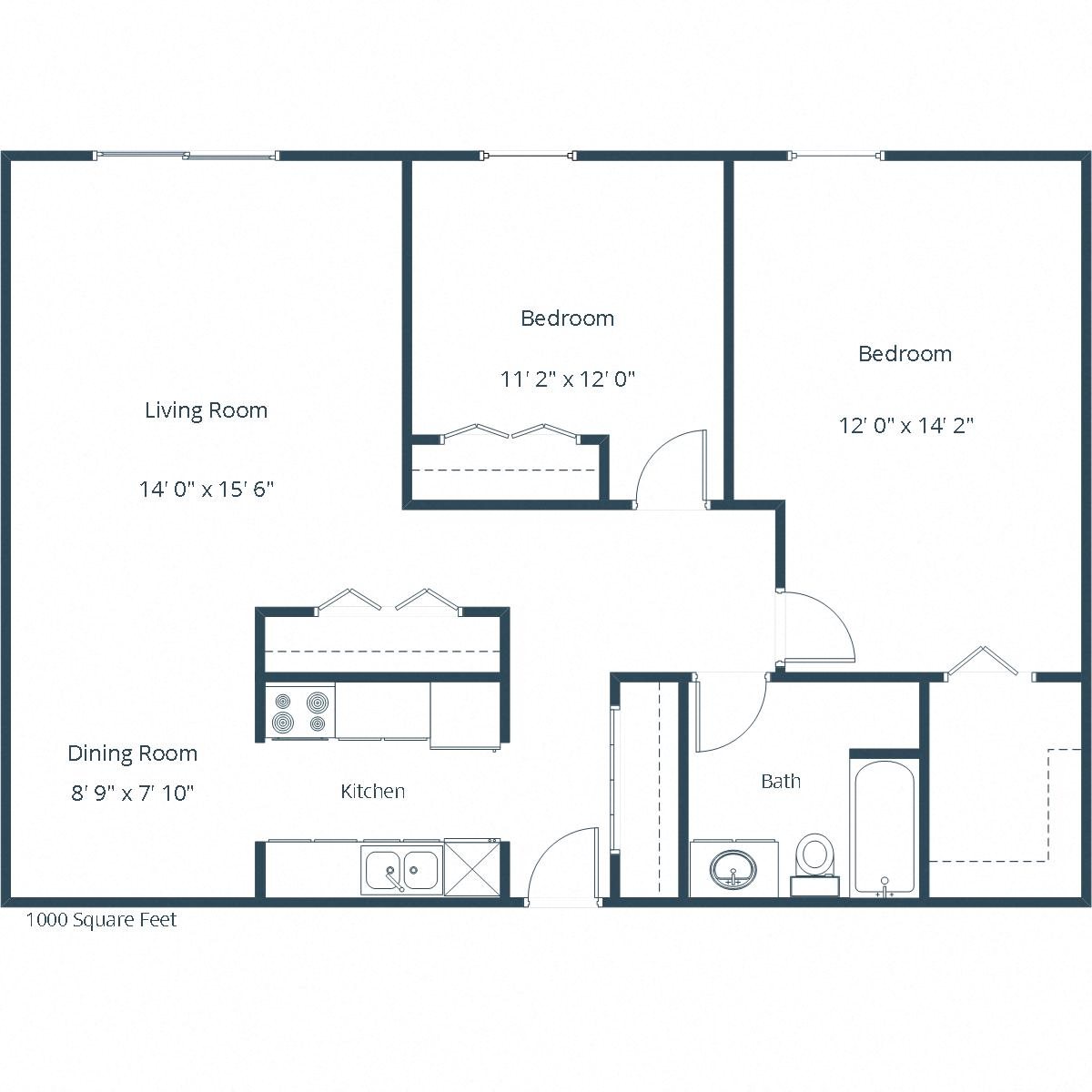 Sunview Apartments | Two Bedroom Floor Plan A Sunview Apartments | Two Bedroom Floor Plan A