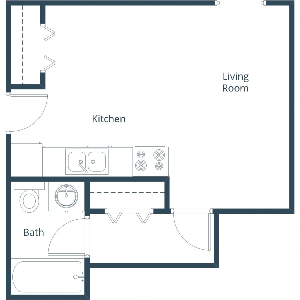Amberwood Court Apartments | Efficiency Floor Plan Amberwood Court Apartments | Efficiency Floor Plan