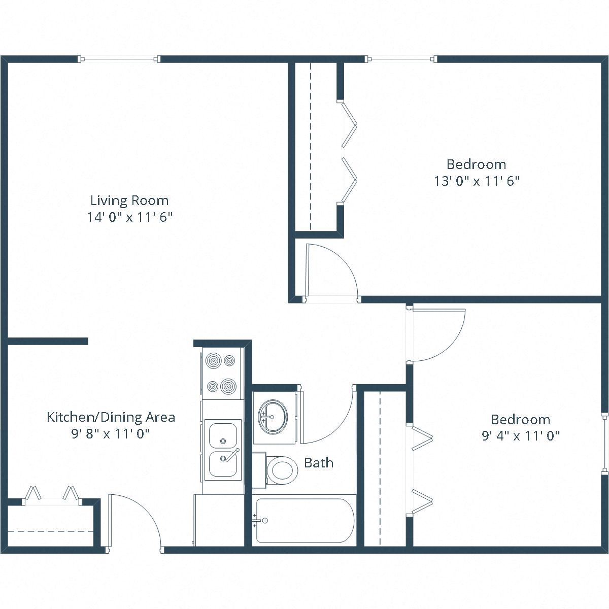 Amberwood Court Apartments | Two Bedroom Floor Plan Amberwood Court Apartments | Two Bedroom Floor Plan