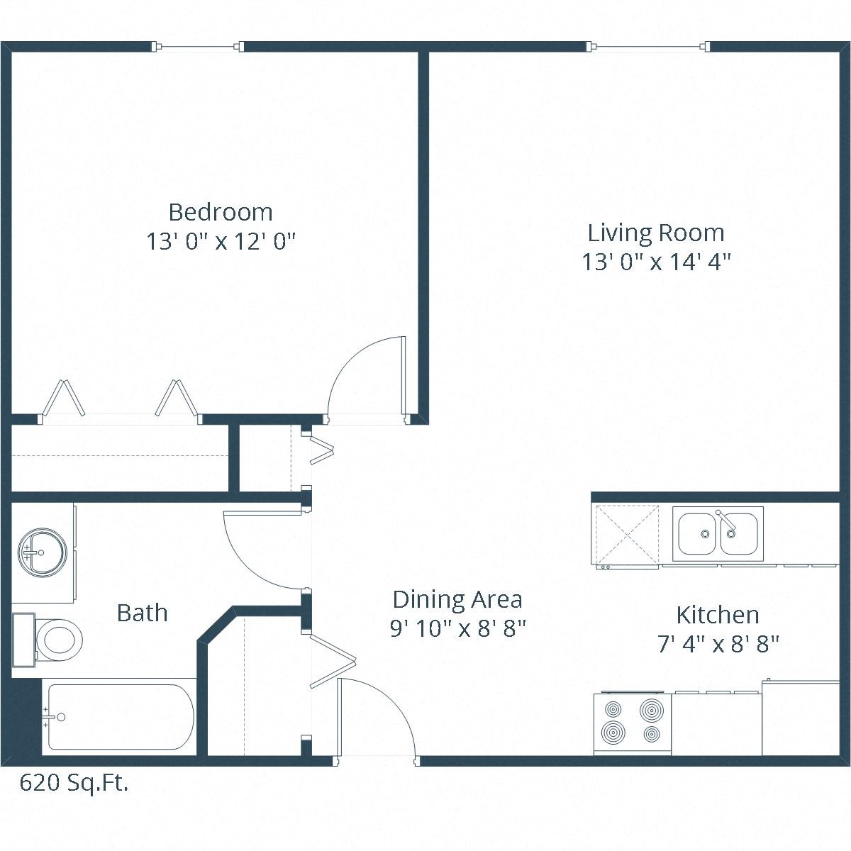 Sterling Park Apartments | One Bedroom Floor Plan A Sterling Park Apartments | One Bedroom Floor Plan A