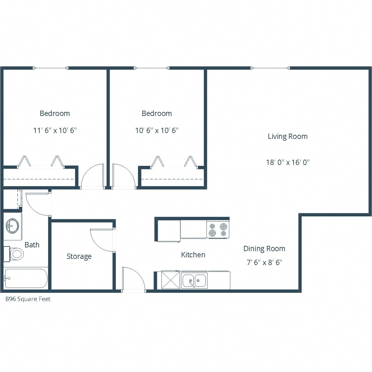 Carlton Place Apartment | 2 Bedroom Floor Plan 21E Carlton Place Apartment | 2 Bedroom Floor Plan 21E