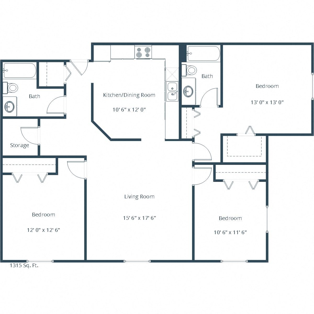 Willow Park Apartment | 3 Bedroom Floor Plan 32B Willow Park Apartment | 3 Bedroom Floor Plan 32B