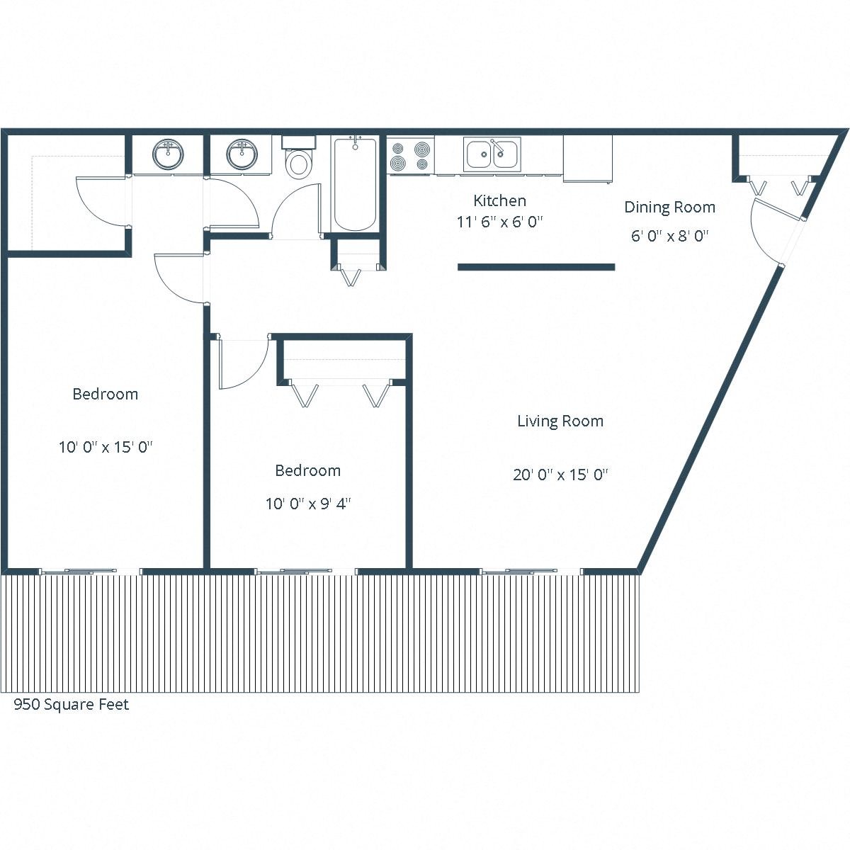 Courtyard Apartments | Two Bedroom Floor Plan B Courtyard Apartments | Two Bedroom Floor Plan B