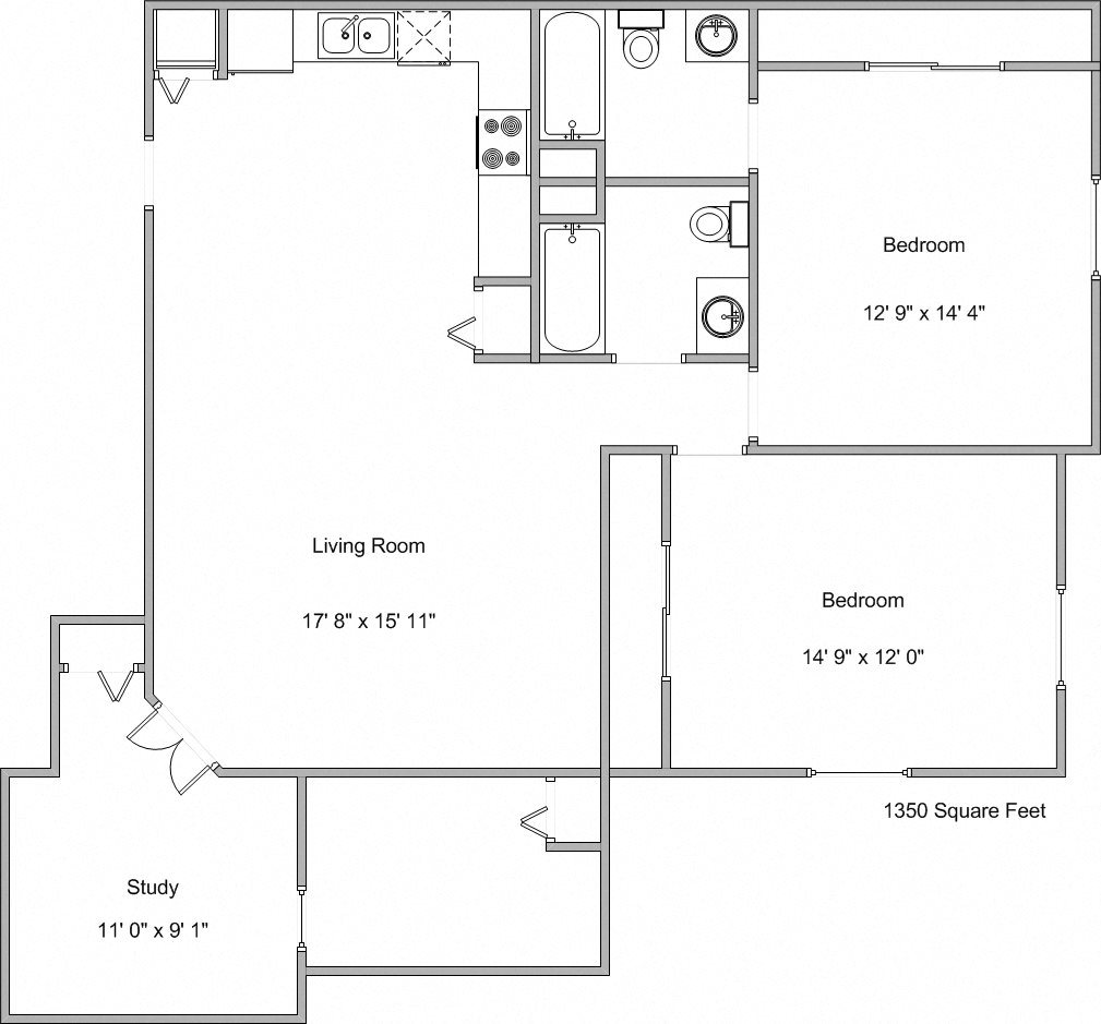 Deerfield Apartments | Two Bedroom Floor Plan C Deerfield Apartments | Two Bedroom Floor Plan C