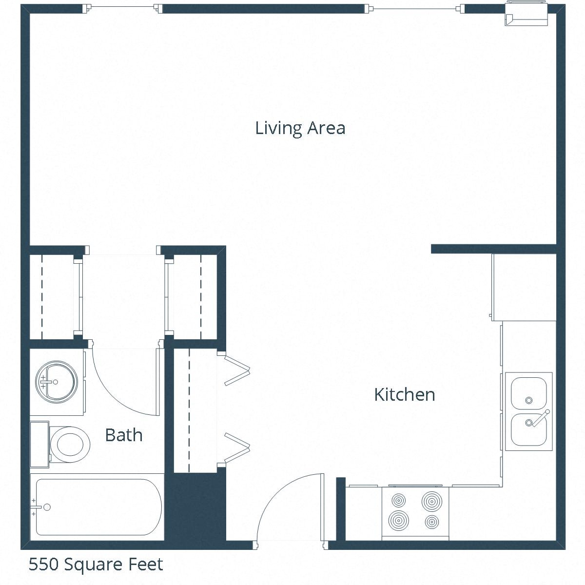South Park Apartments | Efficiency Floor Plan A South Park Apartments | Efficiency Floor Plan A