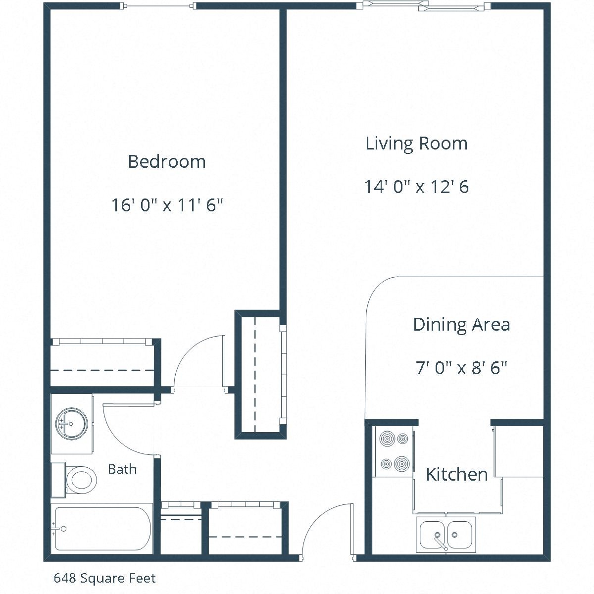 South Park Apartments | One Bedroom Floor Plan A South Park Apartments | One Bedroom Floor Plan A