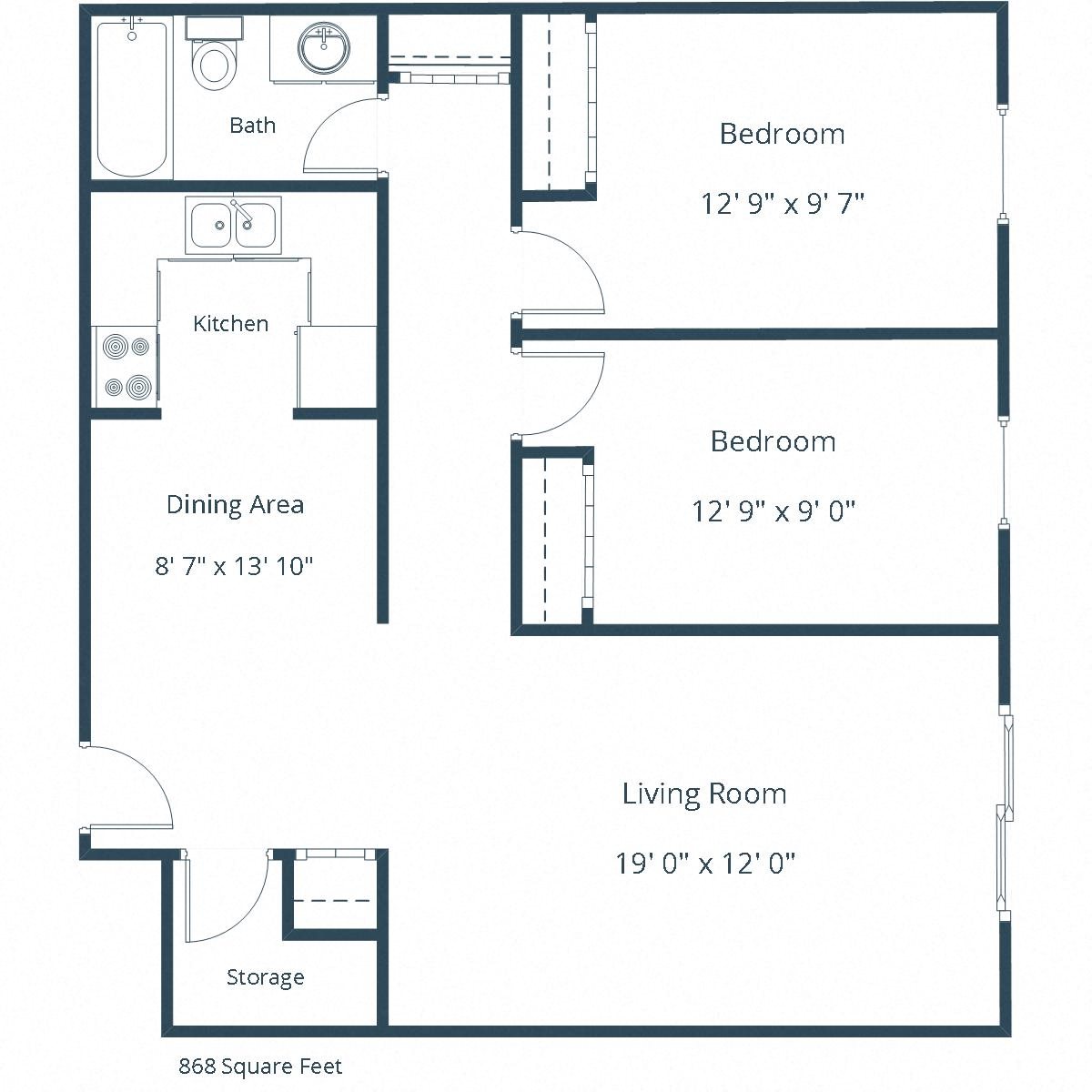 South Park Apartments | Two Bedroom Floor Plan A South Park Apartments | Two Bedroom Floor Plan A