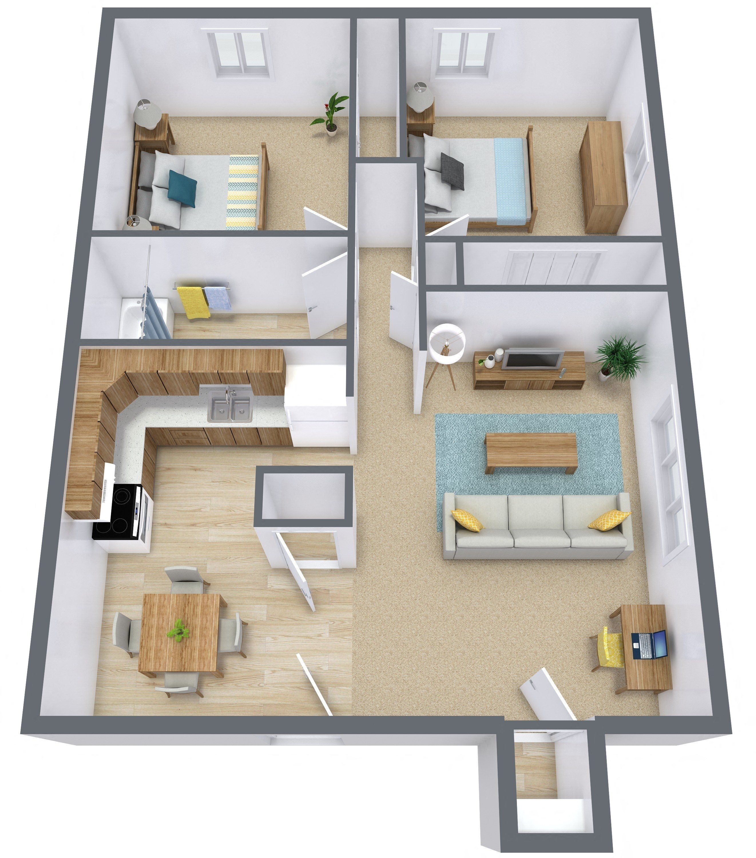 Crown Court Apartments | Two Bedroom Plan 21B Crown Court Apartments | Two Bedroom Plan 21B