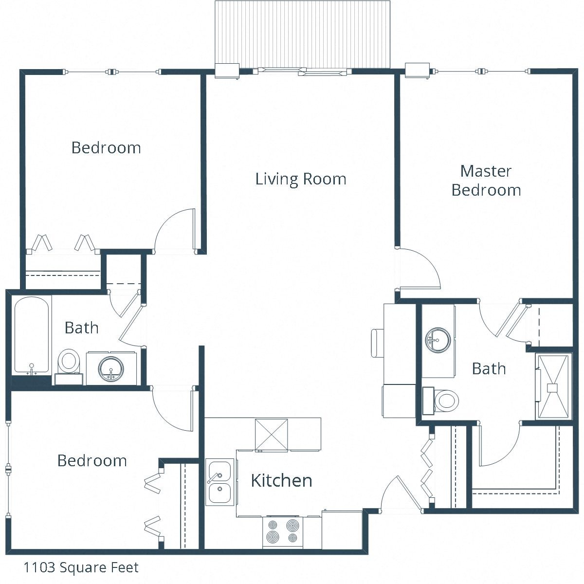 East Bridge Apartments | Three Bedroom Floor Plan 32A East Bridge Apartments | Three Bedroom Floor Plan 32A