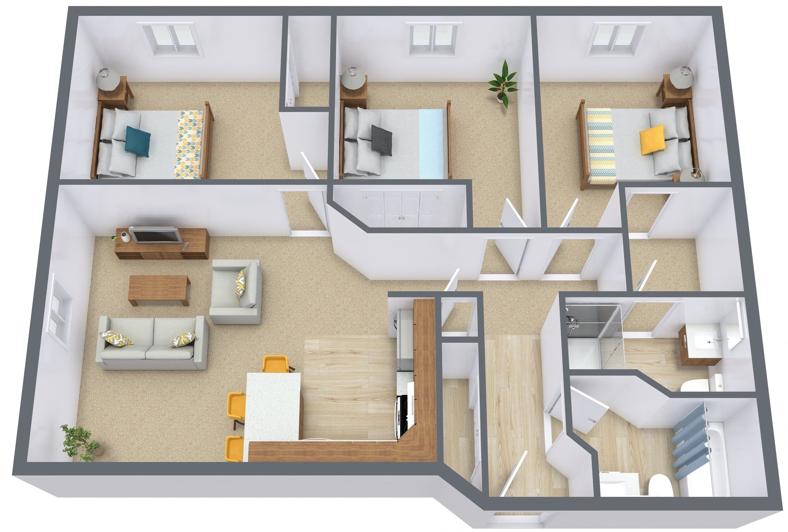 Thunder Creek Apartments | Three bedroom Plan 3175A Thunder Creek Apartments | Three bedroom Plan 3175A