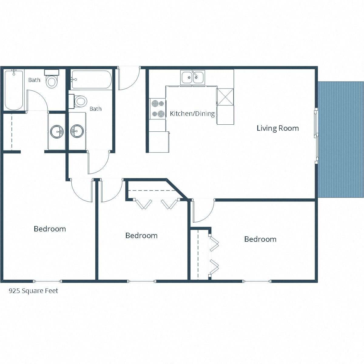 Thunder Creek Apartments | Three Bedroom Floor Plan A Thunder Creek Apartments | Three Bedroom Floor Plan A