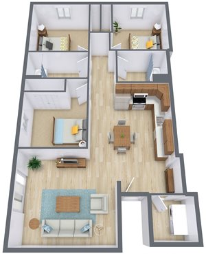 Thunder Creek Apartments | Three bedroom Plan 32B