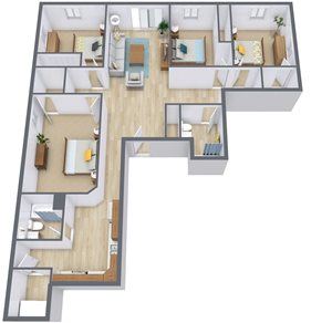 Thunder Creek Apartments | Four Bedroom Plan 42A