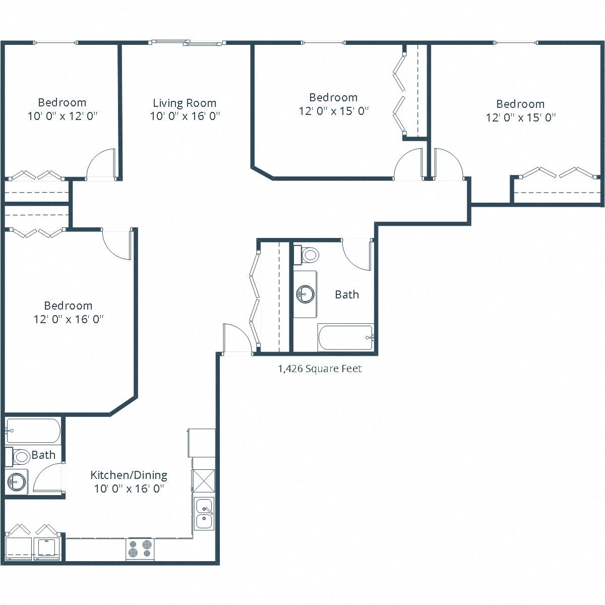 Thunder Creek Apartments | Four Bedroom Floor Plan A Thunder Creek Apartments | Four Bedroom Floor Plan A