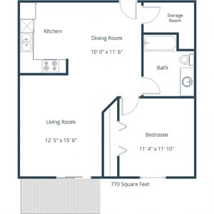 Oxford Apartments | One Bedroom Floor Plan