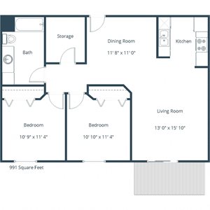 Oxford Apartments | Two Bedroom Floor Plan A