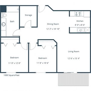 Oxford Apartments | Two Bedroom Floor Plan B