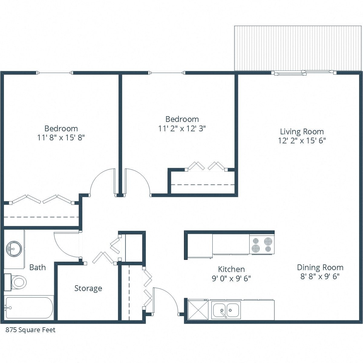 Place One - Two Bedroom - Plan 21A Place One - Two Bedroom - Plan 21A