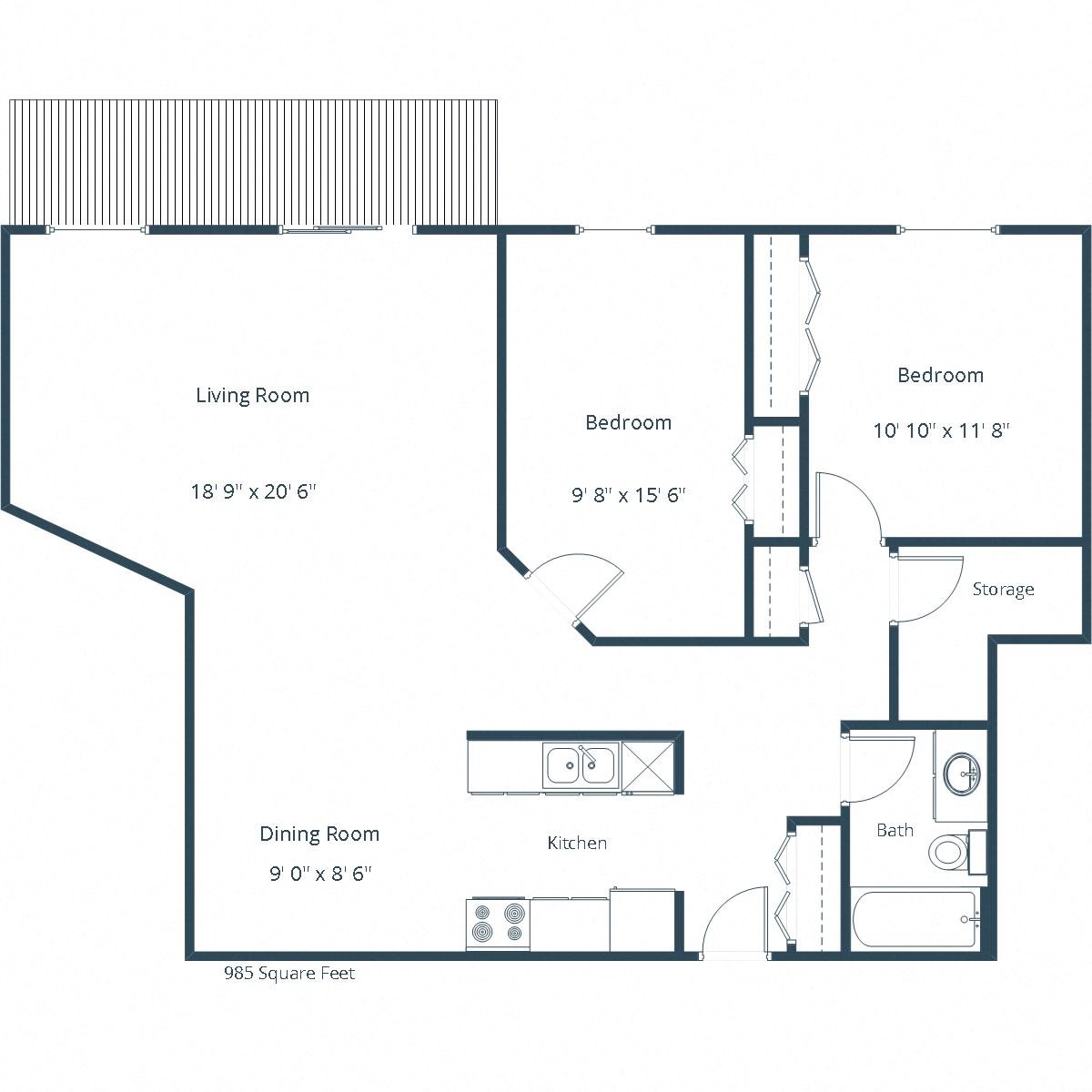 West Court - Two Bedroom - Plan 21D West Court - Two Bedroom - Plan 21D