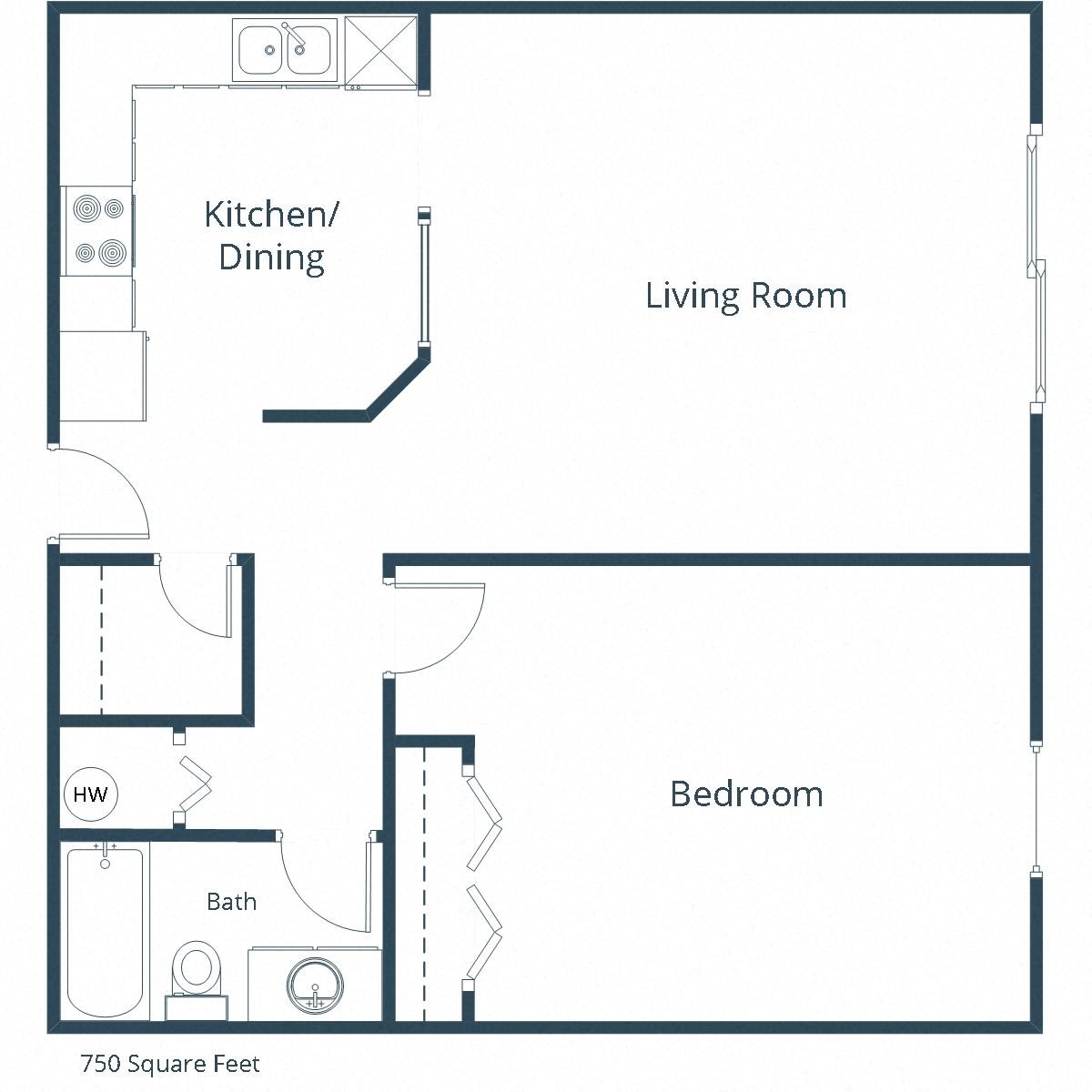 Harrison 3 Apartments | One Bedroom Floor Plan C Harrison 3 Apartments | One Bedroom Floor Plan C