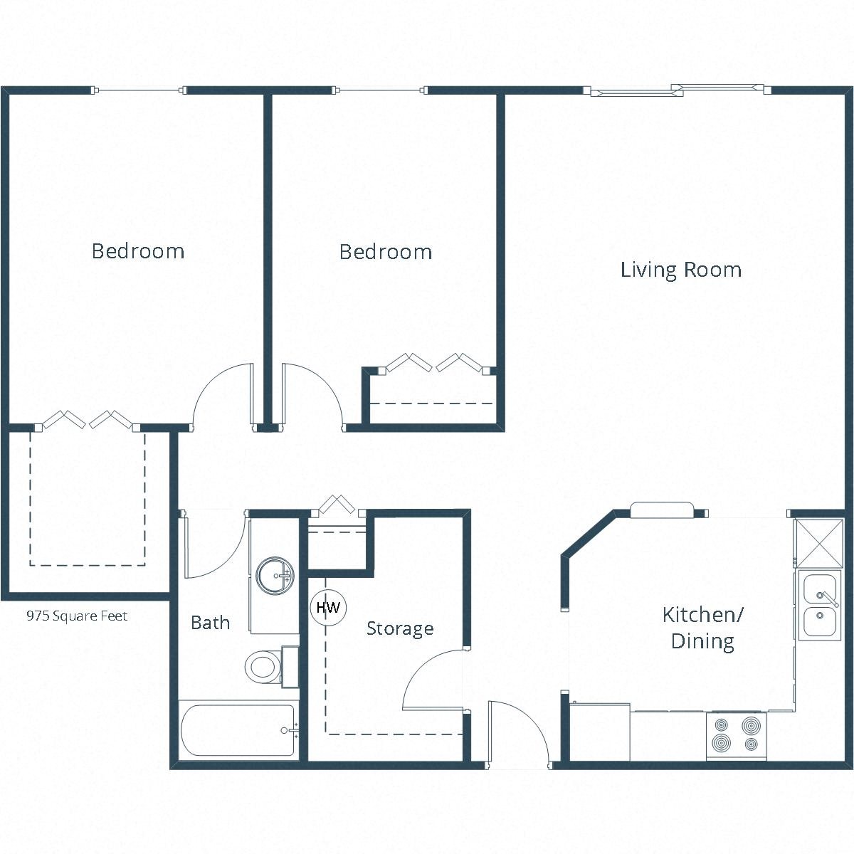 Harrison 3 Apartments | Two Bedroom Floor Plan B Harrison 3 Apartments | Two Bedroom Floor Plan B