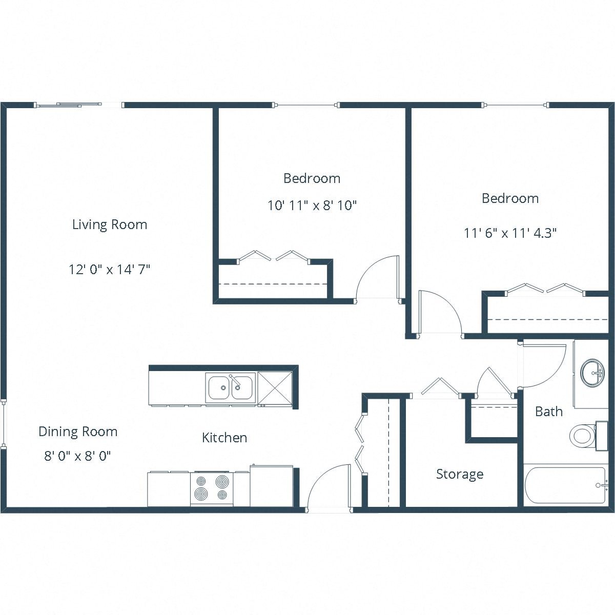 Library Lane Apartments | Two Bedroom Floor Plan A Library Lane Apartments | Two Bedroom Floor Plan A