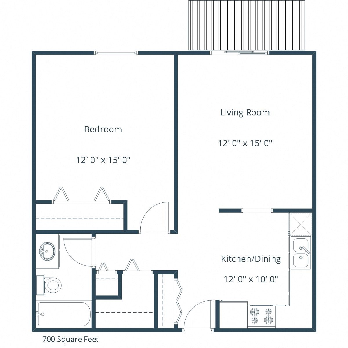 Ridgemont Apartments | One Bedroom Floor Plan B Ridgemont Apartments | One Bedroom Floor Plan B