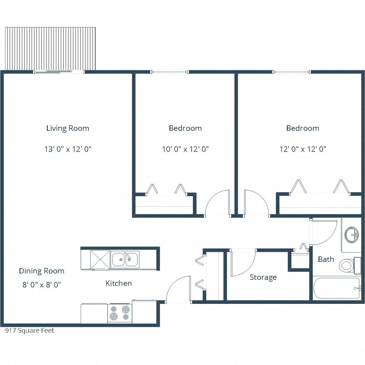 Ridgemont Apartments | Two Bedroom Floor Plan A Ridgemont Apartments | Two Bedroom Floor Plan A