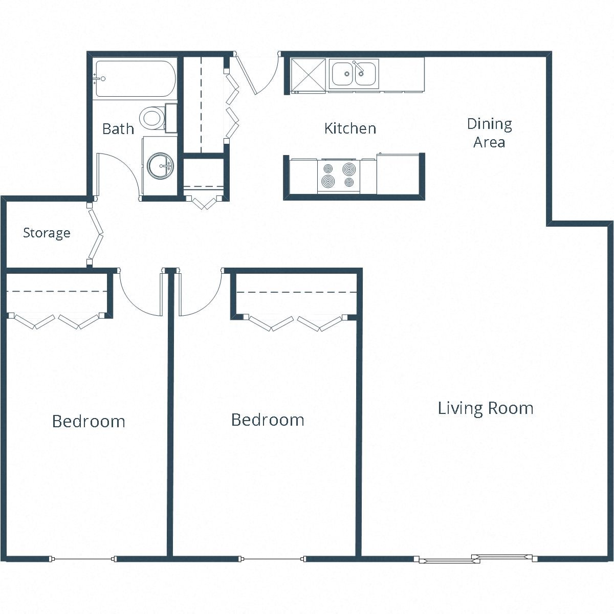 North Manor | Two Bedroom Floor Plan B North Manor | Two Bedroom Floor Plan B