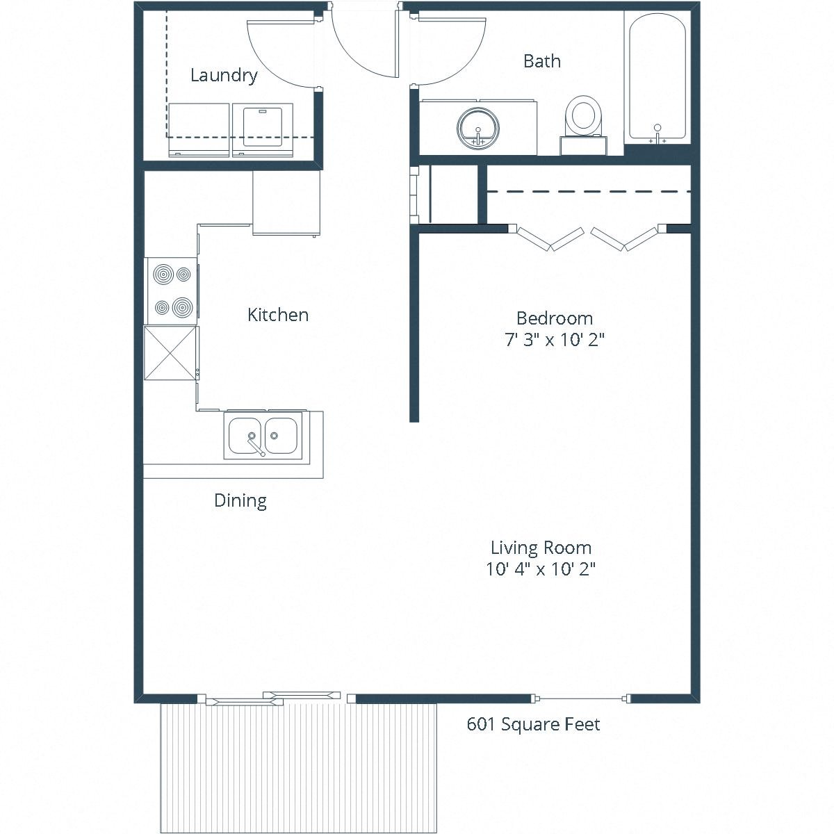 Sterling Pointe Apartments | Efficiency Floor Plan A Sterling Pointe Apartments | Efficiency Floor Plan A