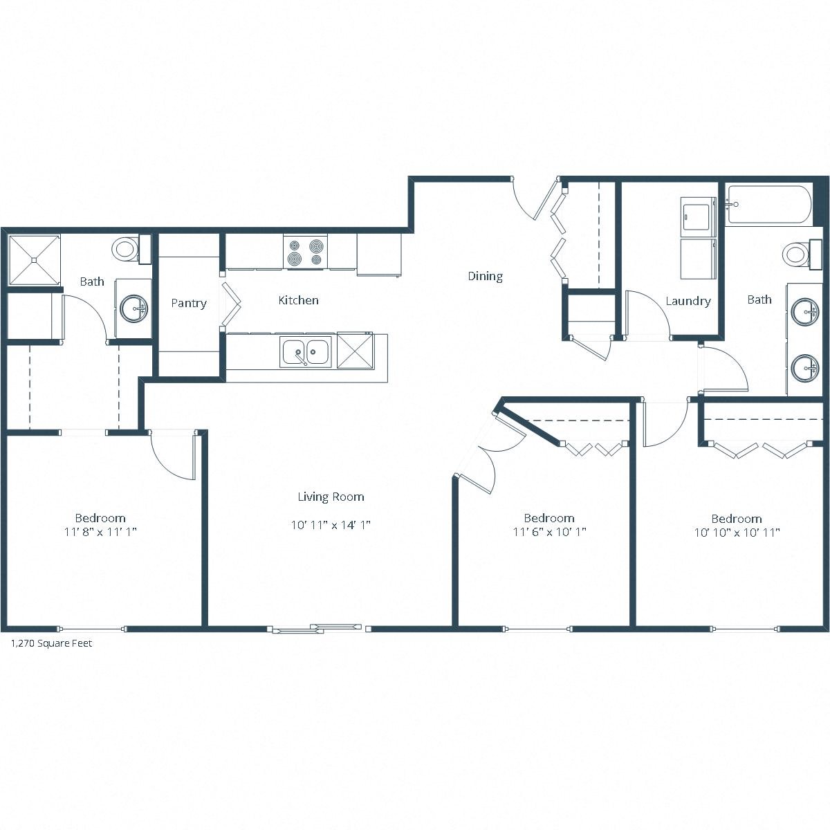 Sterling Pointe Apartments | Three Bedroom Floor Plan A Sterling Pointe Apartments | Three Bedroom Floor Plan A