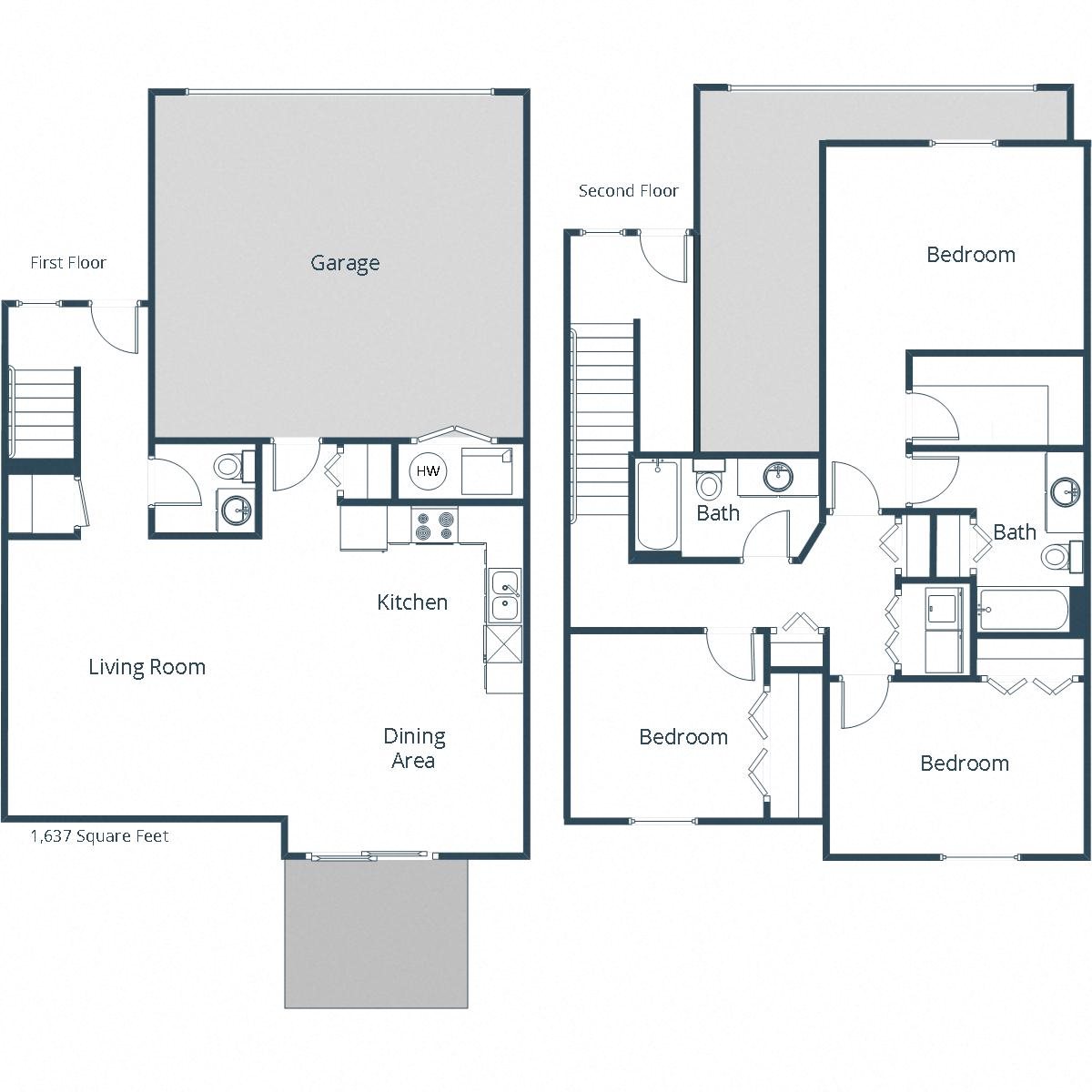 Sterling Pointe Townhomes | Three Bedroom Floor Plan B Sterling Pointe Townhomes | Three Bedroom Floor Plan B