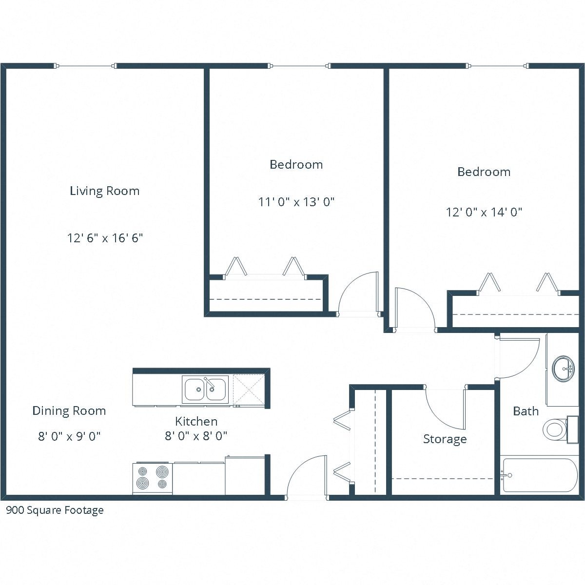 Countryside Apartments | Two Bedroom Floor Plan 21A Countryside Apartments | Two Bedroom Floor Plan 21A
